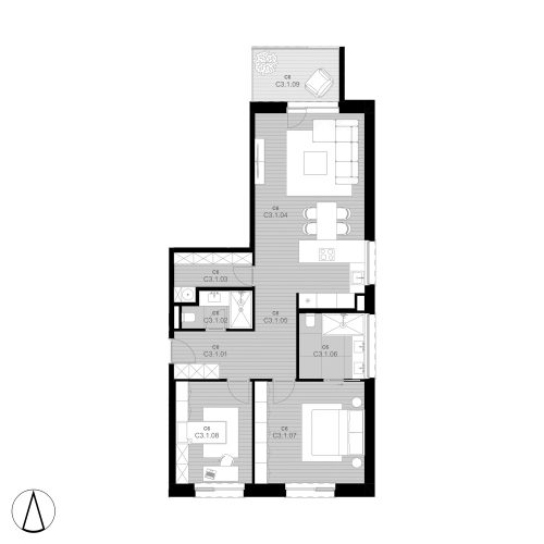 C6 Apartmán C3.1 (predaný)